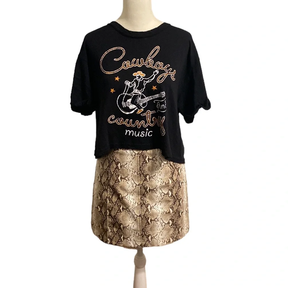 SNAKESKIN Python faux leather mini skirt